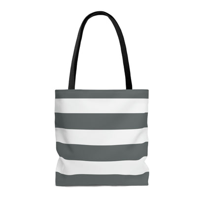 Lightweight Tote Bag - Charcoal Gray/White Stripes