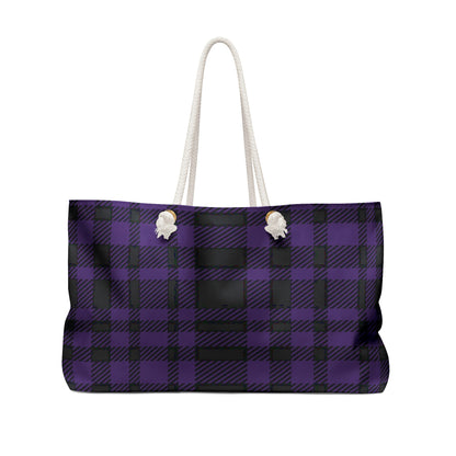 Weekender Tote Bag - Purple Buffalo Check, Purple Plaid