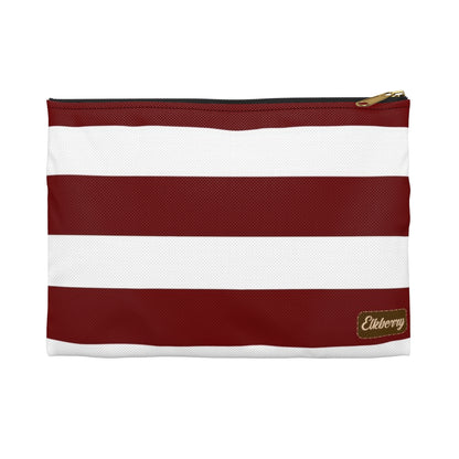Flat Zipper Pouch - Berry/White Stripes