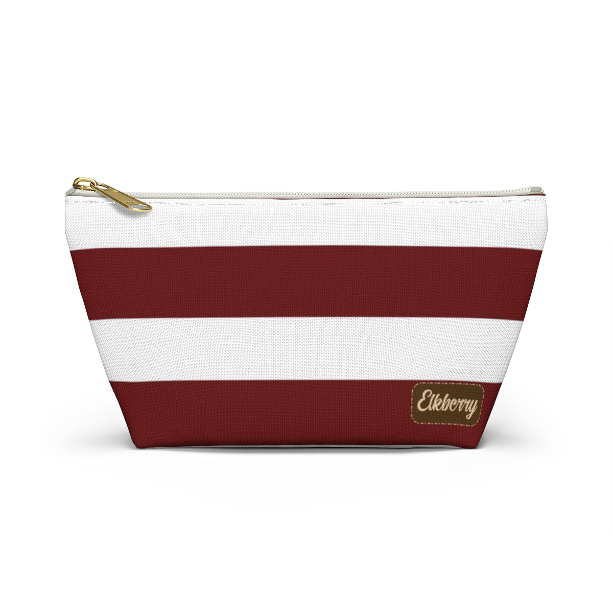 Big Bottom Zipper Pouch - Berry/White Stripes