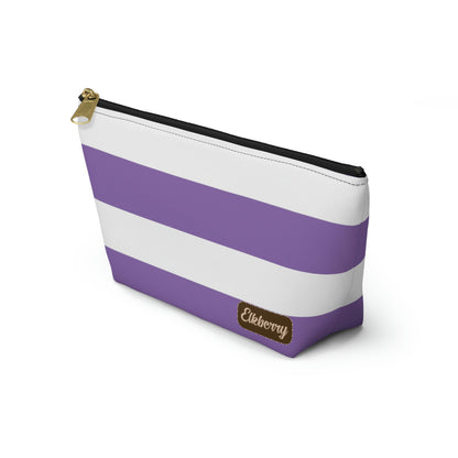 Big Bottom Zipper Pouch - Lilac/White Stripes