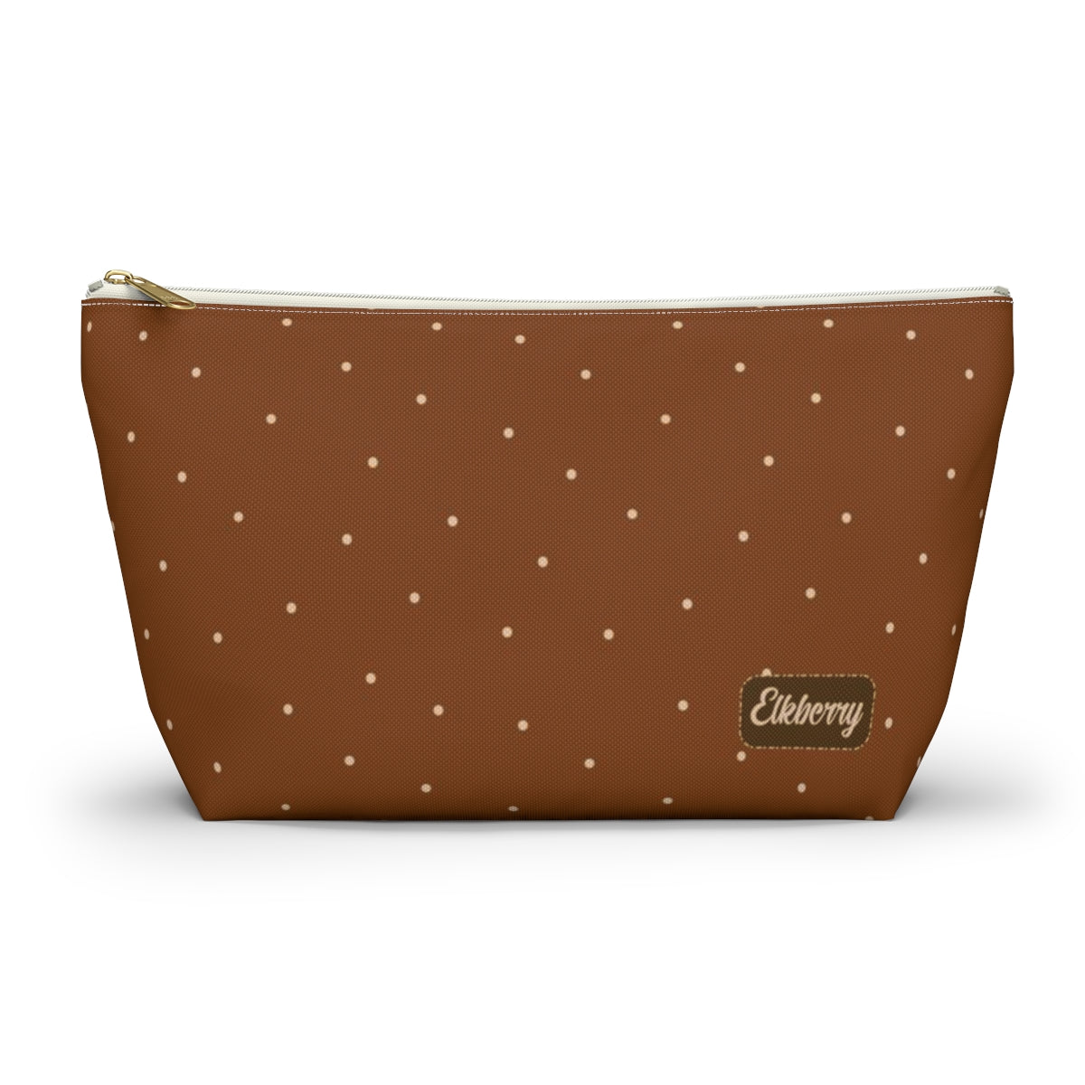 Big Bottom Zipper Pouch - Dots on Pumpkin