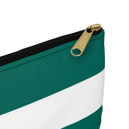Flat Zipper Pouch - Turquoise/White Stripes