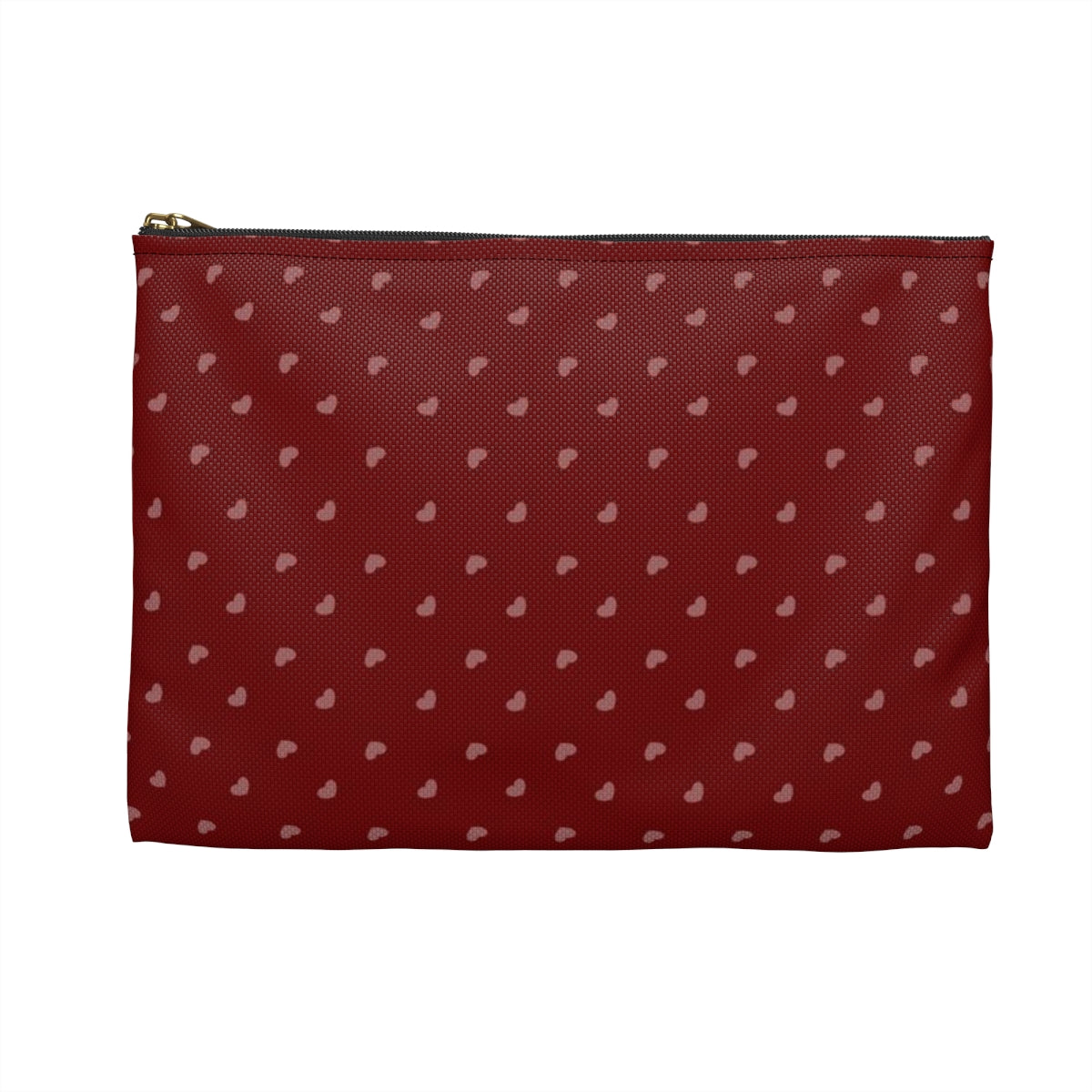 Flat Zipper Pouch - Hearts on Red