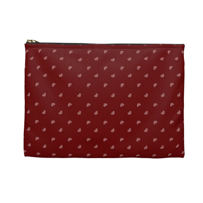 Flat Zipper Pouch - Hearts on Red