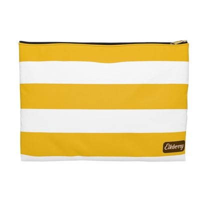 Flat Zipper Pouch - Lemon Yellow/White Stripes