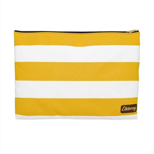 Flat Zipper Pouch - Lemon Yellow/White Stripes