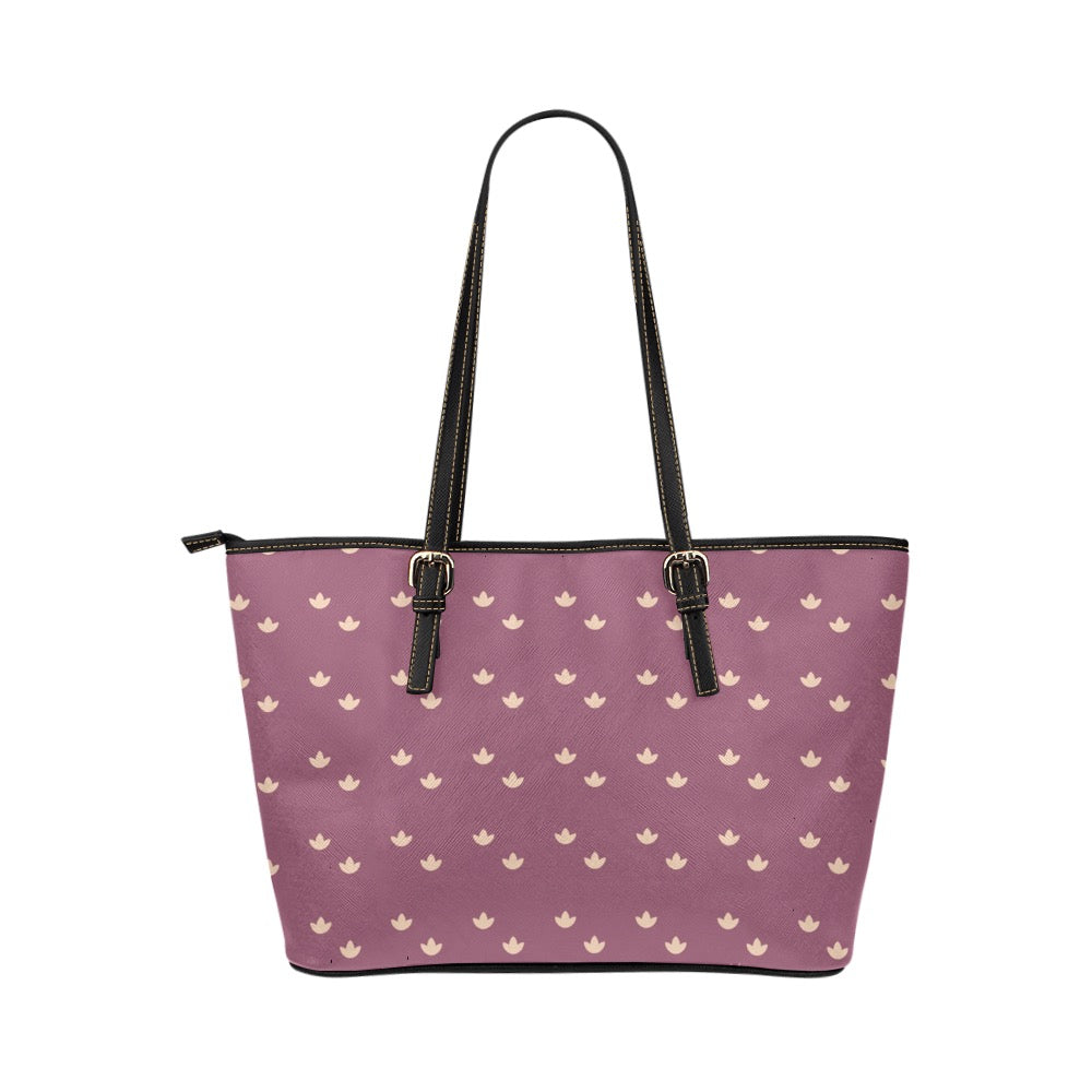 Lotus - Dusty Rose Vegan Leather Zipper Tote Handbag (Large)