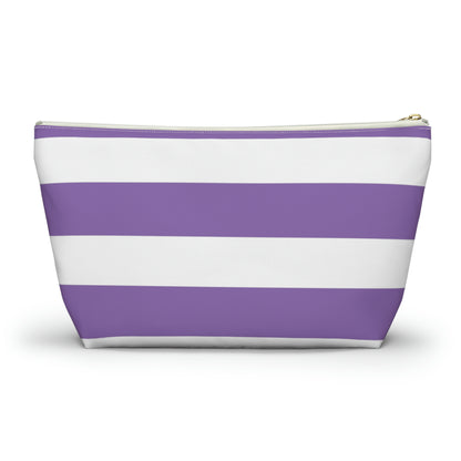 Big Bottom Zipper Pouch - Lilac/White Stripes