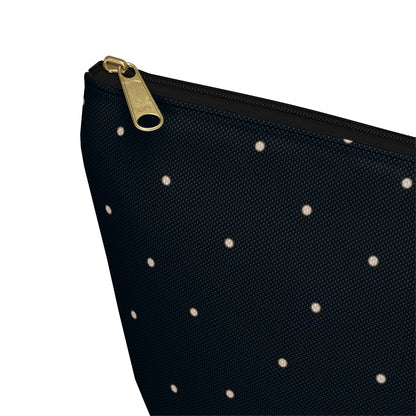 Big Bottom Zipper Pouch - Dots on Navy