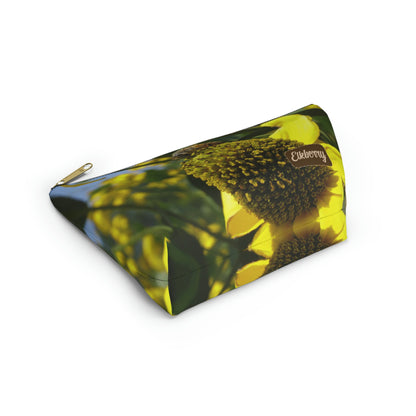 Big Bottom Zipper Pouch - Bee on Yellow Coneflower