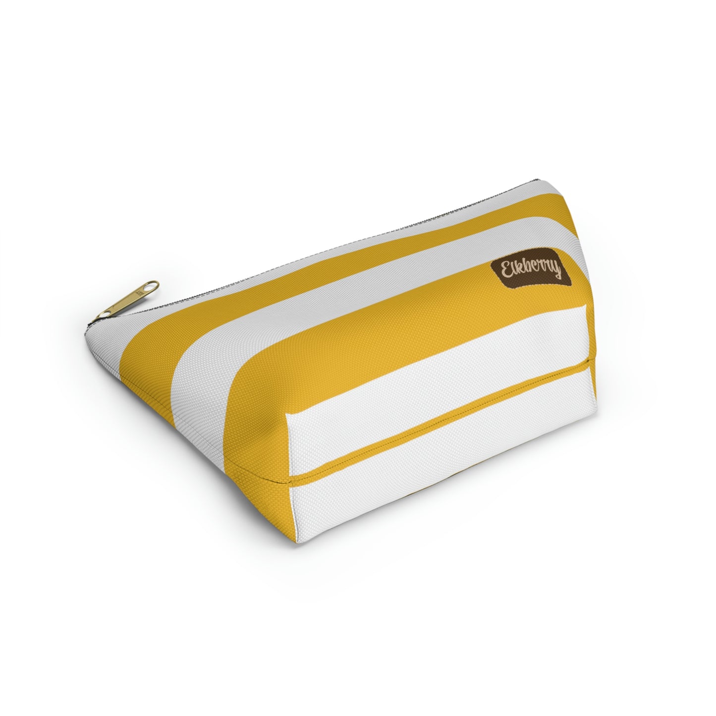 Big Bottom Zipper Pouch - Lemon Yellow/White Stripes
