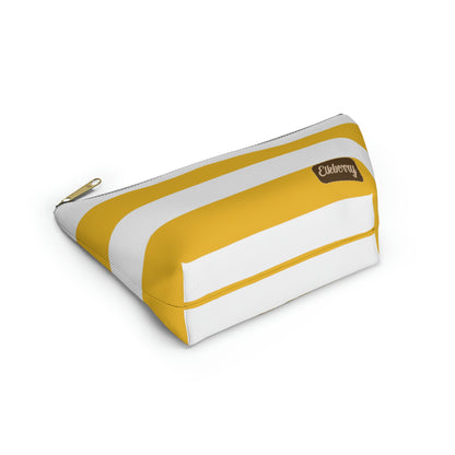 Big Bottom Zipper Pouch - Lemon Yellow/White Stripes