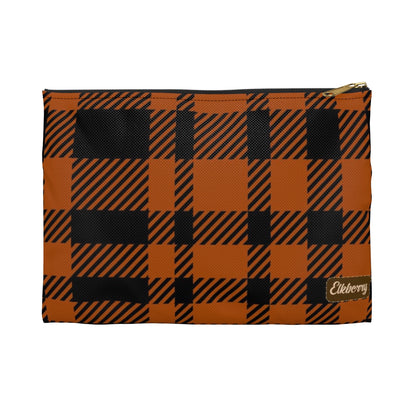 Flat Zipper Pouch - Orange Buffalo Check, Orange Plaid