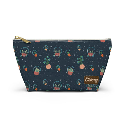 Big Bottom Zipper Pouch - Space Garden