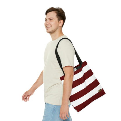 Lightweight Tote Bag - Berry/White Stripes