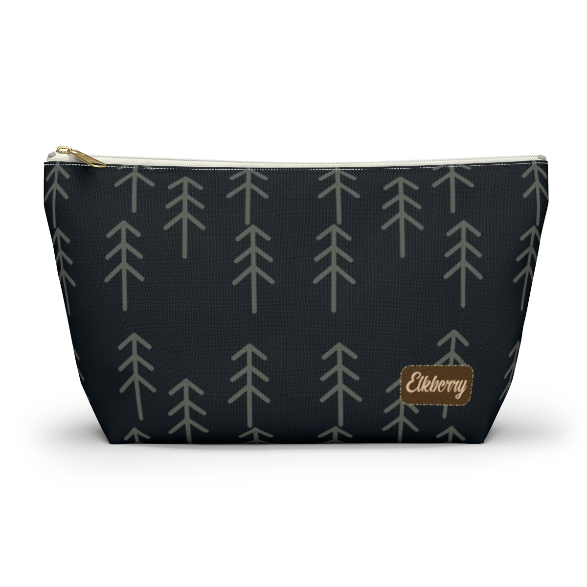 Big Bottom Zipper Pouch - Stick Trees in Navy