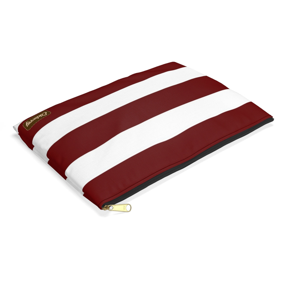 Flat Zipper Pouch - Berry/White Stripes