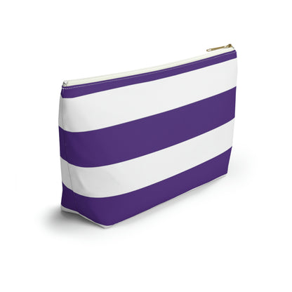 Big Bottom Zipper Pouch - Purple/White Stripes