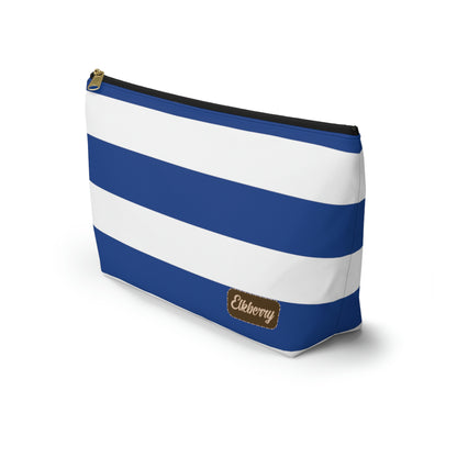 Big Bottom Zipper Pouch - True Blue/White Stripes