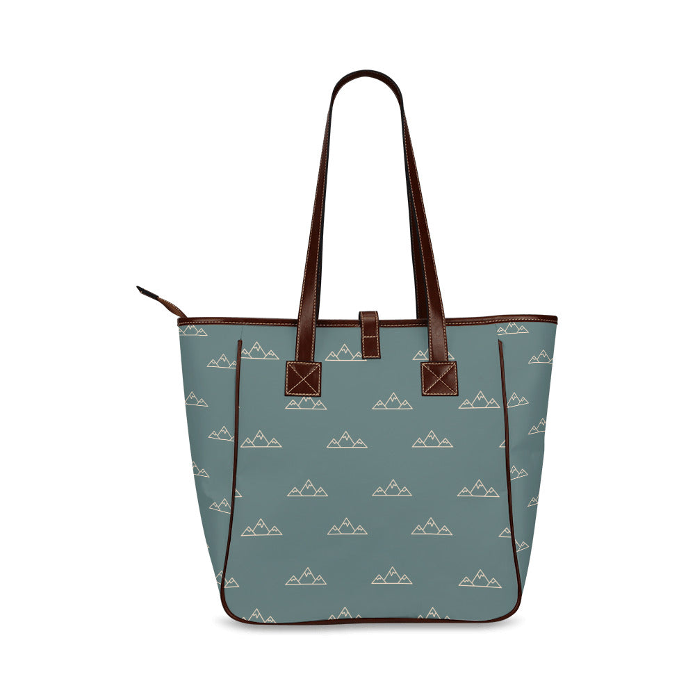 Mountains - Teal Classic Tote Handbag