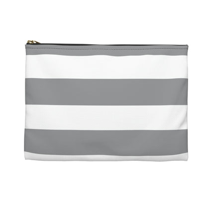 Flat Zipper Pouch - Ash Gray/White Stripes