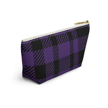 Big Bottom Zipper Pouch - Purple Buffalo Check, Purple Plaid