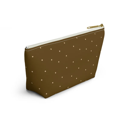 Big Bottom Zipper Pouch - Dots on Mustard
