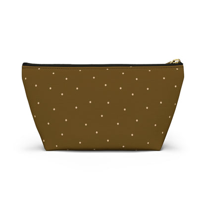 Big Bottom Zipper Pouch - Dots on Mustard