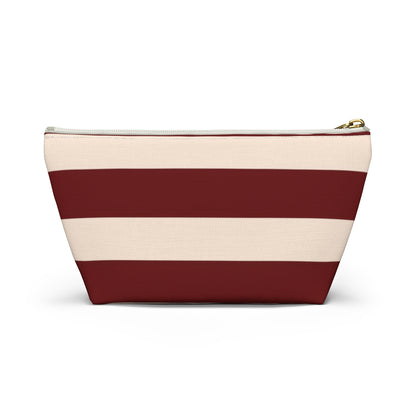 Big Bottom Zipper Pouch - Berry/Cream Stripes