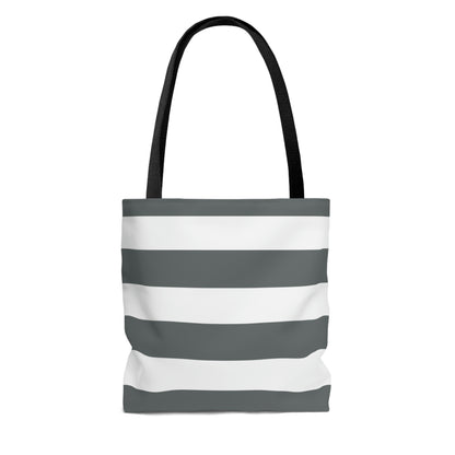 Lightweight Tote Bag - Charcoal Gray/White Stripes