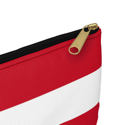 Flat Zipper Pouch - Red/White Stripes