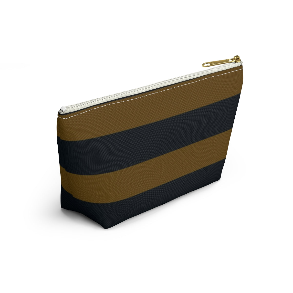 Big Bottom Zipper Pouch - Mustard/Navy Stripes