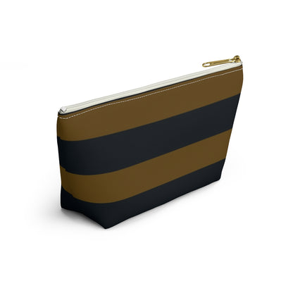 Big Bottom Zipper Pouch - Mustard/Navy Stripes