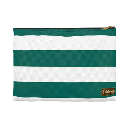 Flat Zipper Pouch - Turquoise/White Stripes
