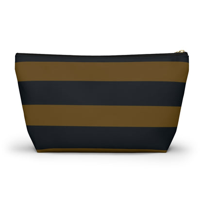 Big Bottom Zipper Pouch - Mustard/Navy Stripes