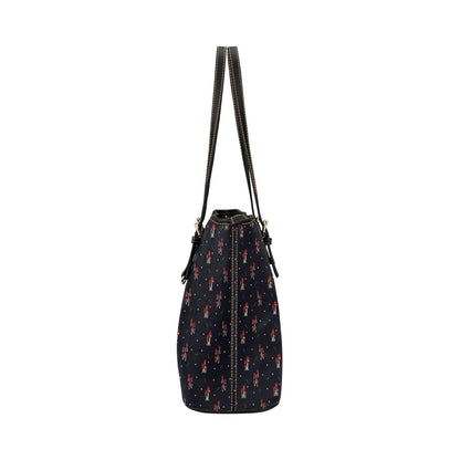 Mushroom Family - Vegan Leather Zipper Tote Handbag (Large)