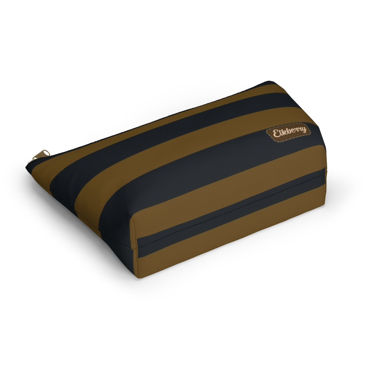 Big Bottom Zipper Pouch - Mustard/Navy Stripes