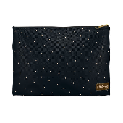 Flat Zipper Pouch - Dots on Navy