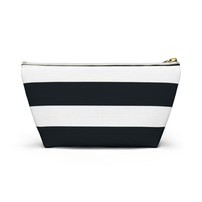 Big Bottom Zipper Pouch - Navy/White Stripes