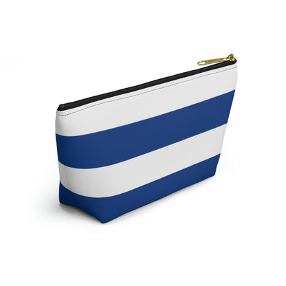 Big Bottom Zipper Pouch - True Blue/White Stripes