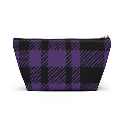 Big Bottom Zipper Pouch - Purple Buffalo Check, Purple Plaid
