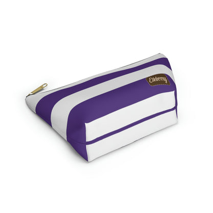 Big Bottom Zipper Pouch - Purple/White Stripes