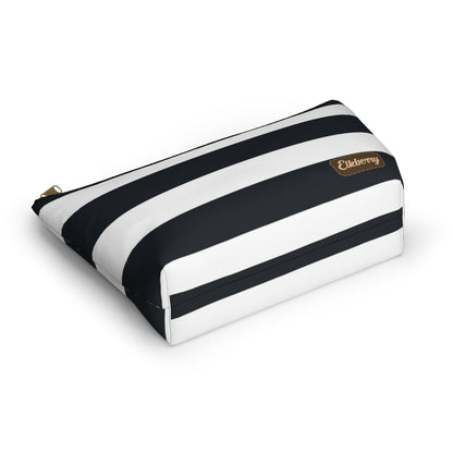 Big Bottom Zipper Pouch - Navy/White Stripes