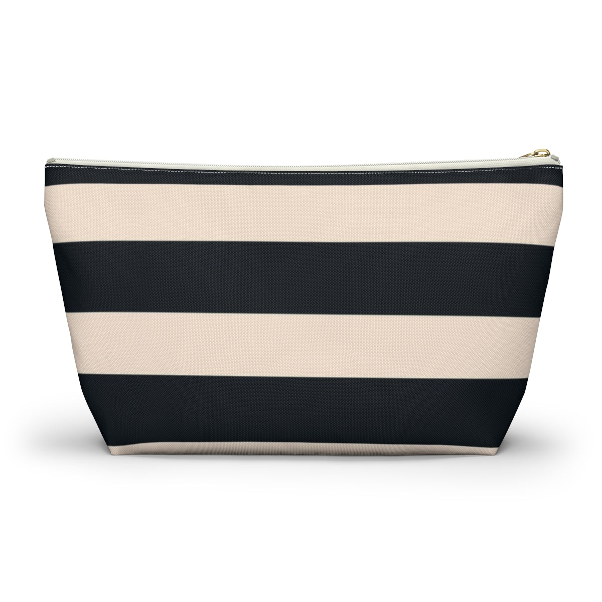 Big Bottom Zipper Pouch - Navy/Cream Stripes