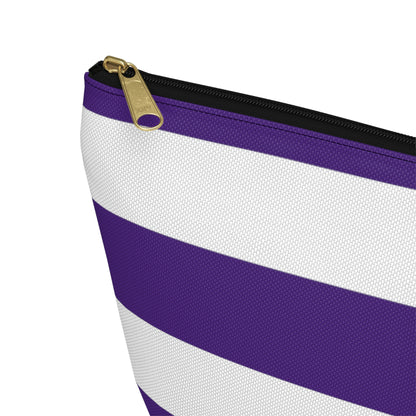 Big Bottom Zipper Pouch - Purple/White Stripes