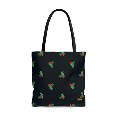 Lightweight Tote Bag - Holly Berries & Leaves on Navy