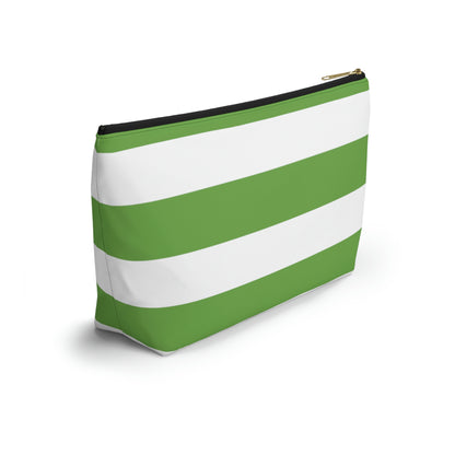 Big Bottom Zipper Pouch - Lime Green/White Stripes
