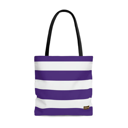 Lightweight Tote Bag - Purple/White Stripes