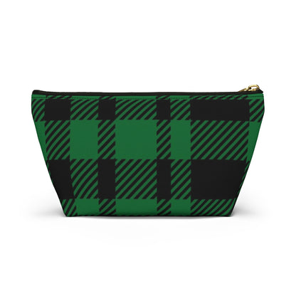 Big Bottom Zipper Pouch - Green Buffalo Check, Green Plaid
